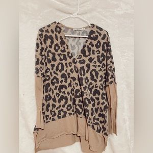 Leopard Oversized Long Sleeve Blouse